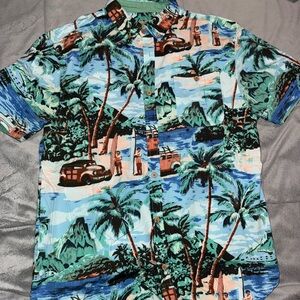 Tropical Print Button-Up Shirt